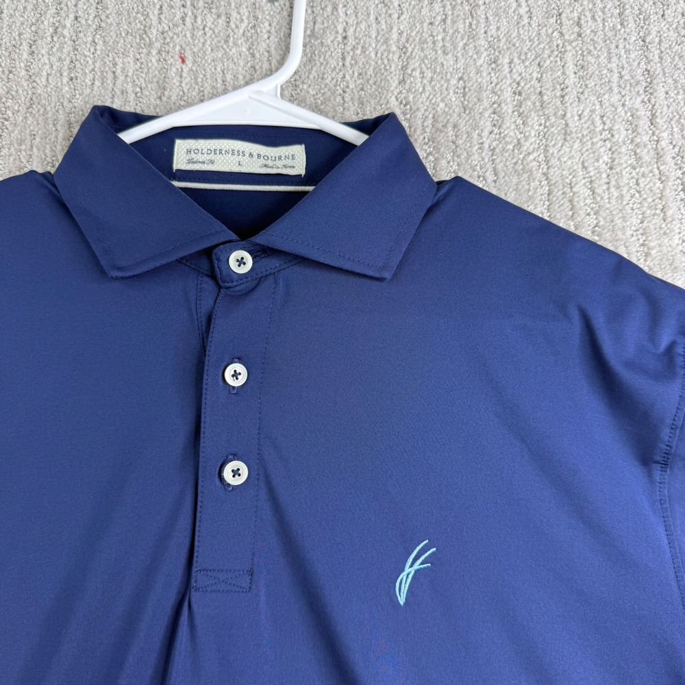 Holderness & Bourne Golf Polo Tailored Fit Mens Size Large Navy Blue Shirt UMB